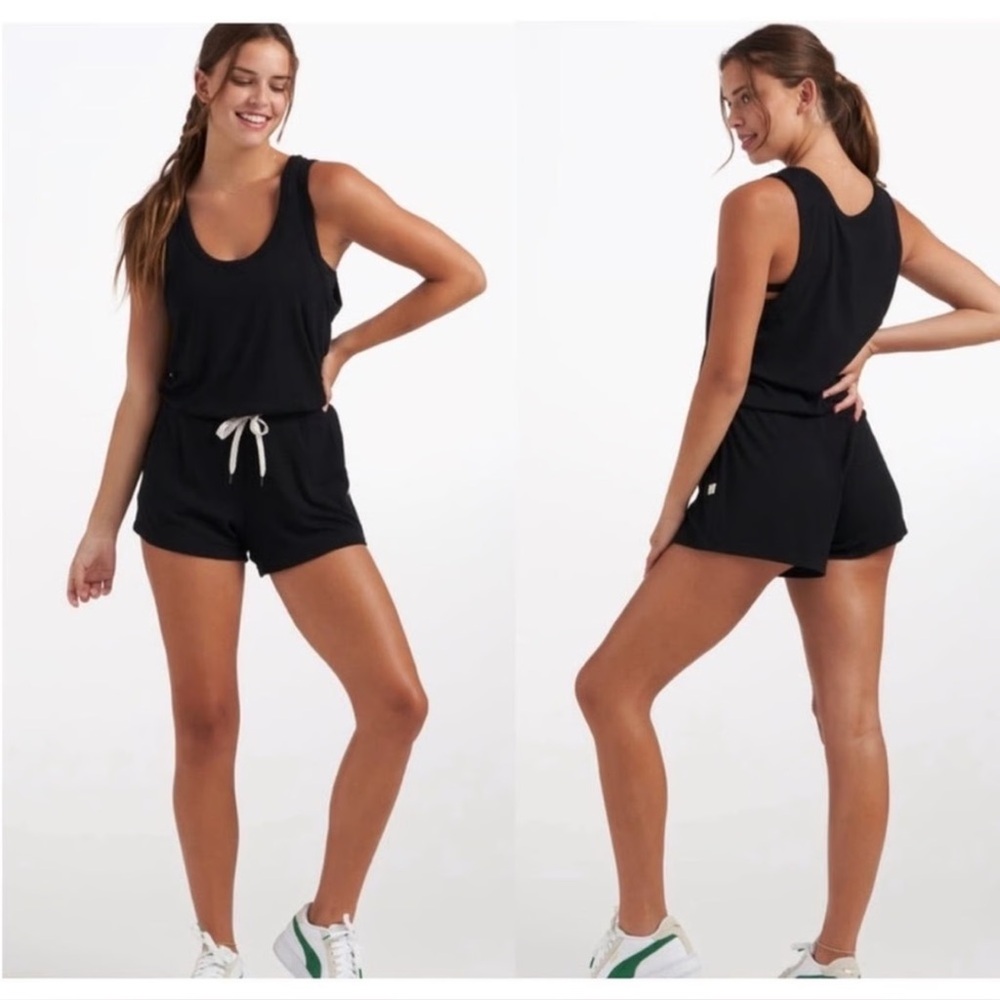 Vuori Torrey Romper Black Ribbed